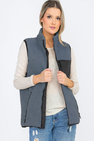 Image of UNISEX WOMENS SHERPA FLEECE VEST TOP JACKET