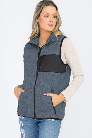 Image of UNISEX WOMENS SHERPA FLEECE VEST TOP JACKET