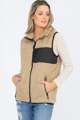 Image of UNISEX WOMENS SHERPA FLEECE VEST TOP JACKET