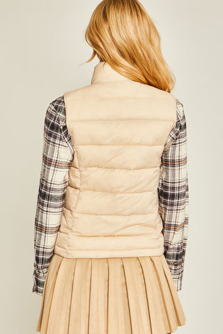 Image of High Neck Padded Puffer Vest