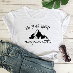 Eat Sleep Travel Repeat Mountains Tee Shirt