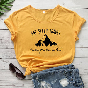 Eat Sleep Travel Repeat Mountains Tee Shirt