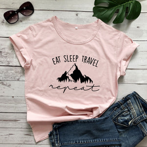 Eat Sleep Travel Repeat Mountains Tee Shirt